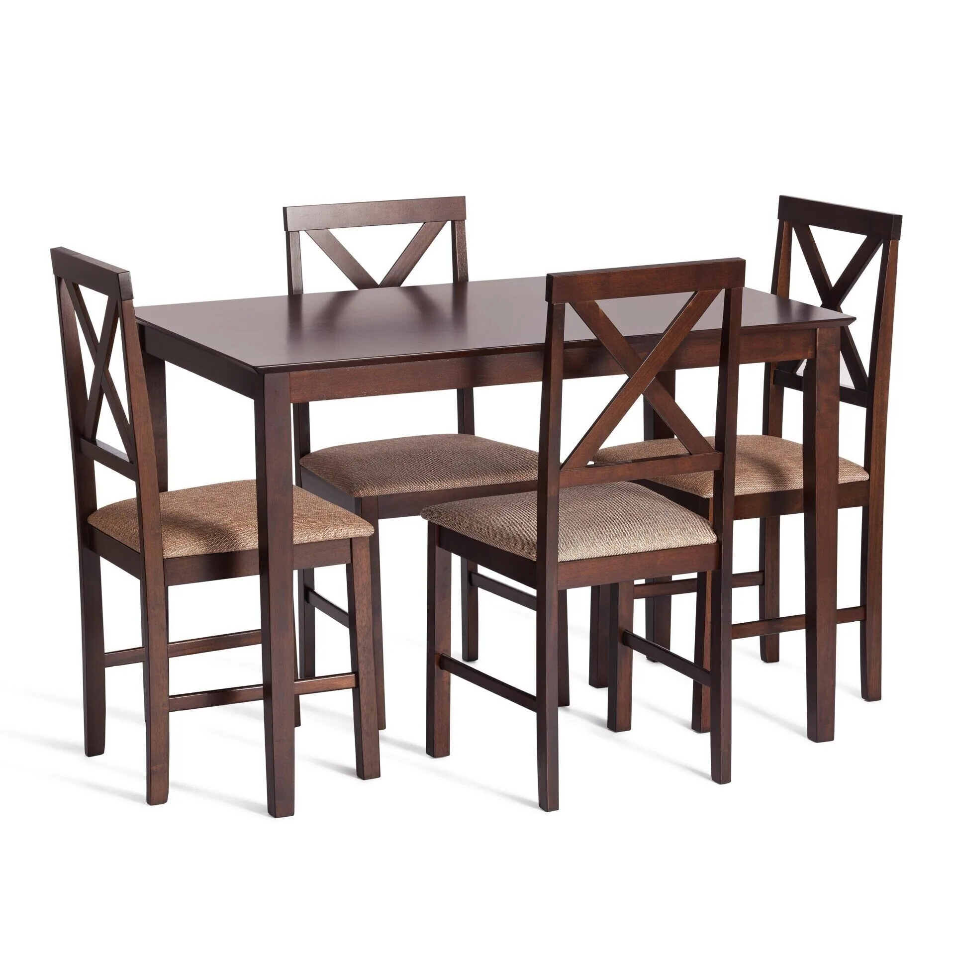 Обеденный комплект Хадсон (стол + 4 стула)/ Hudson Dining Set cappuccino (темный орех)_13691.