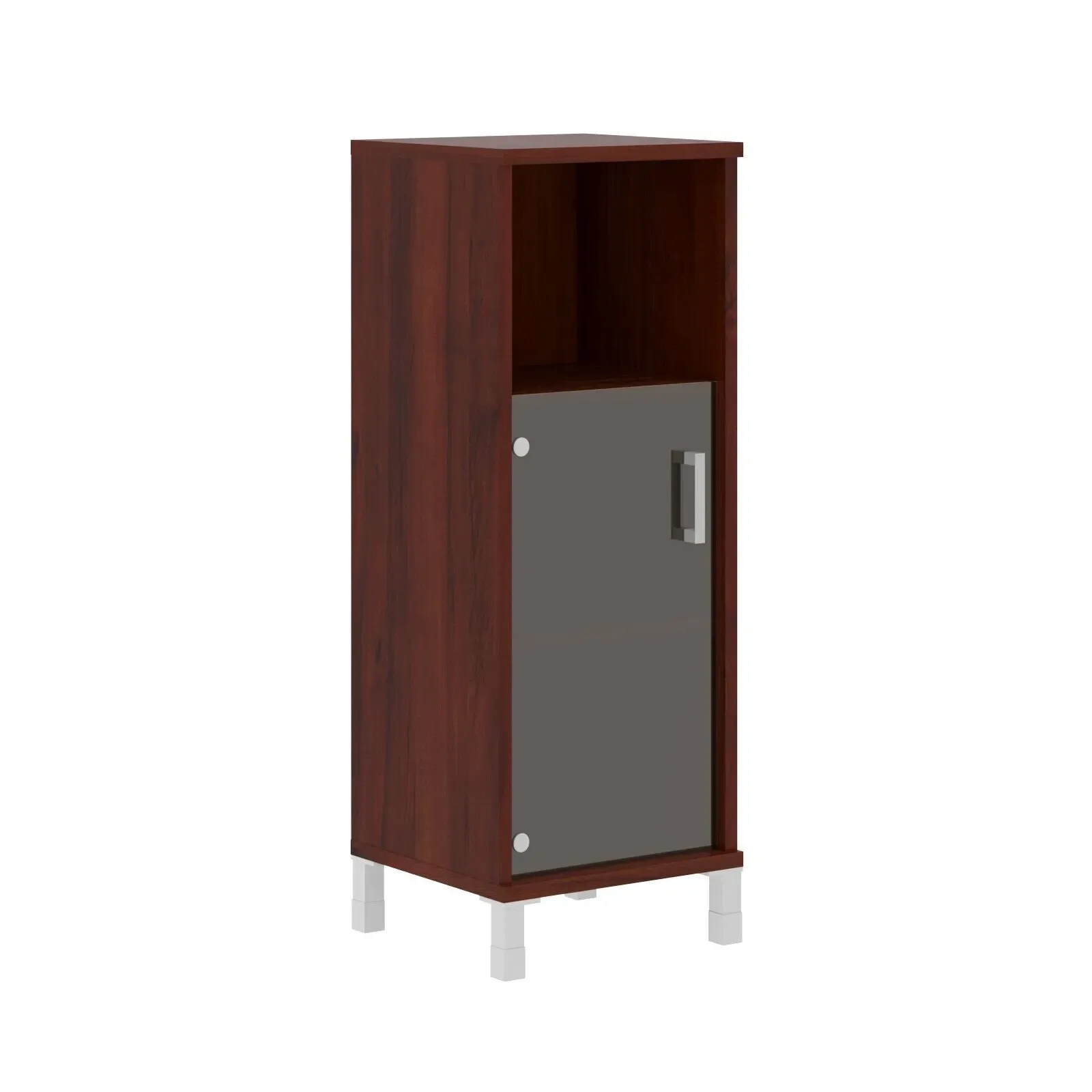 Шкаф-колонка средняя с малой стекл. дверью B 421.5 Бургунди 475х450х1286 BORN