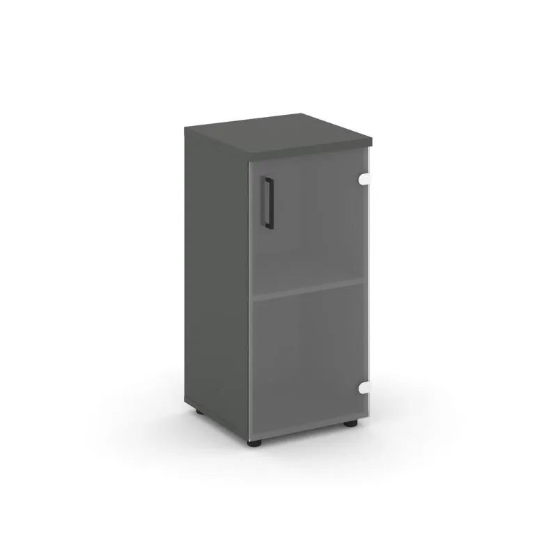 Стайл Проджект Шкаф низкий узкий SN.STU.E-302(R) Антрацит/Прозрачный/Черный Ручки 400*400*833
