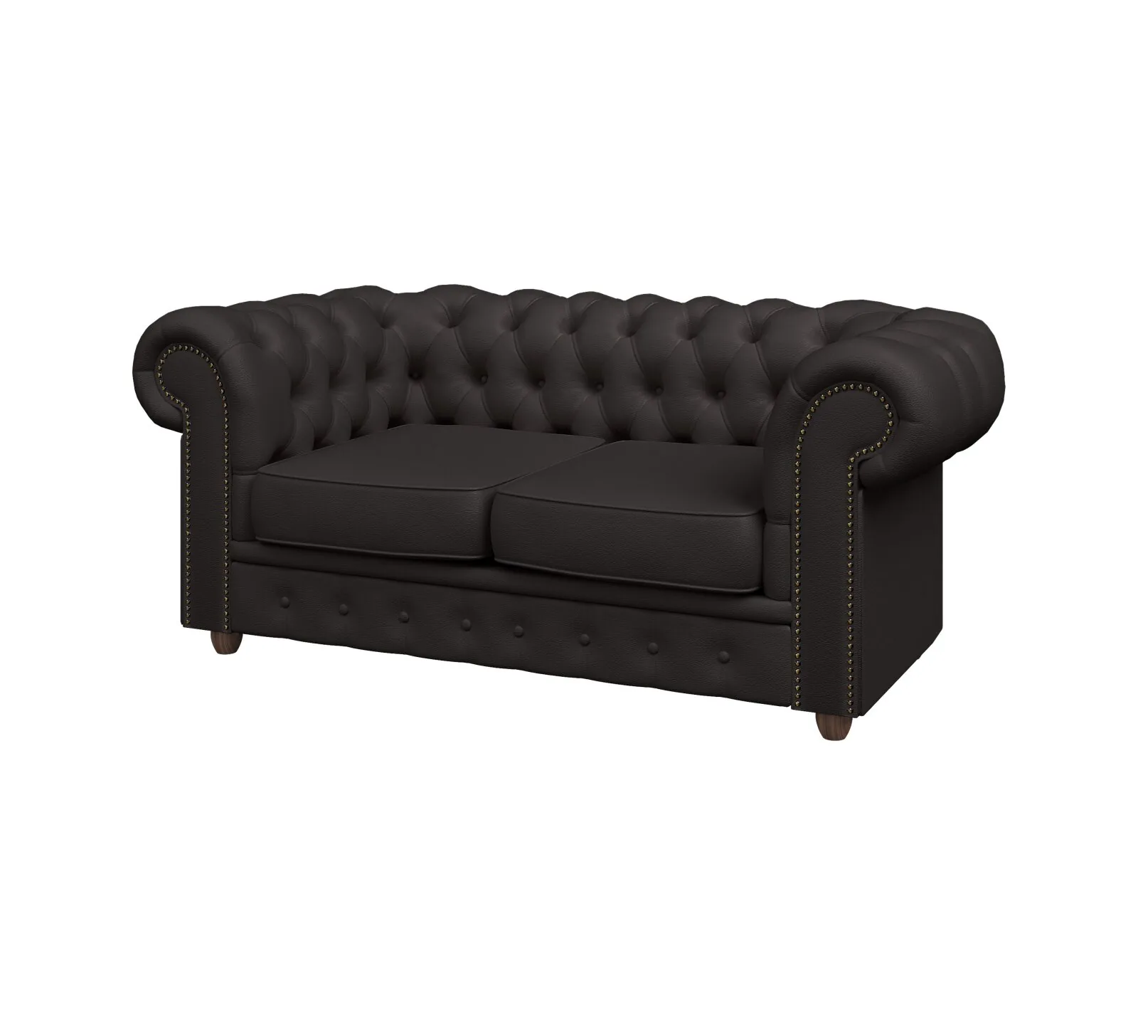 ChL2-r Диван 2-местный раскладной Честер-Люкс, Chester-Lux кожа и компаньон Madras madras_nero black 1760х950х760