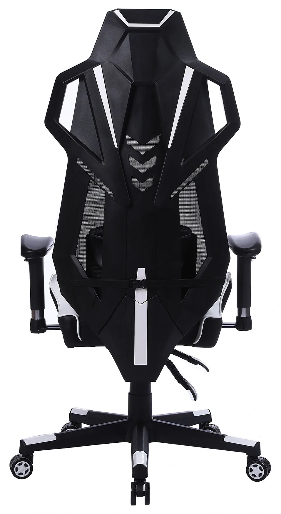 Кресло игровое Cactus CS-CHR-090BLW черный/белый экокожа/сетка крестов. нейлон