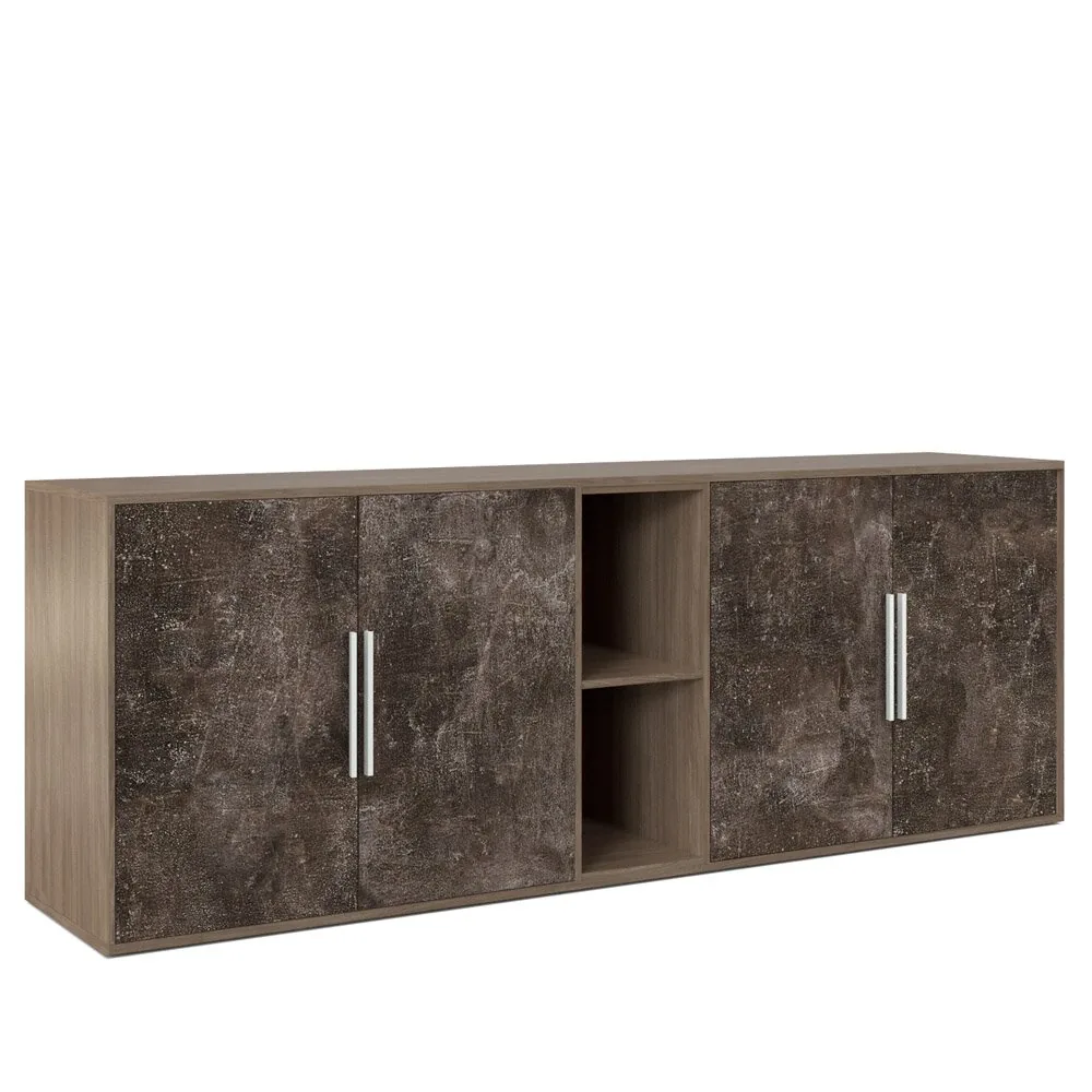 B-tone Шкаф низкий 4 створки, с нишей 213,8x45x78 дуб урбан бетон темный BTN36153042
